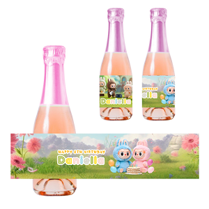 Gepersonaliseerde Labubu Kinder champagne / Bubbelsap labels
