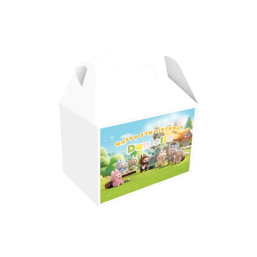 Gepersonaliseerde Labubu traktatie uitdeel doos