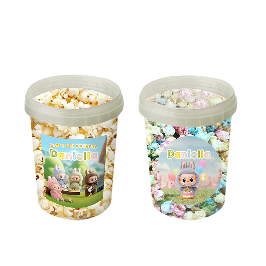 Gepersonaliseerde Labubu popcorn emmers