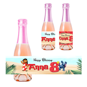 Gepersonaliseerde Lilo en Stitch Kinder champagne / Bubbelsap labels