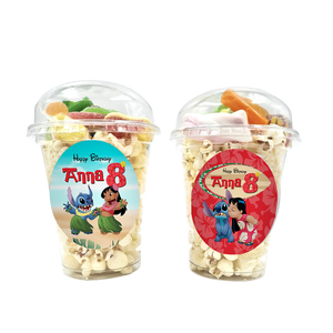 Gepersonaliseerde Lilo en Stitch snoep en popcorn bekers