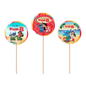 Gepersonaliseerde Lilo en Stitch ronde regenboog lollies