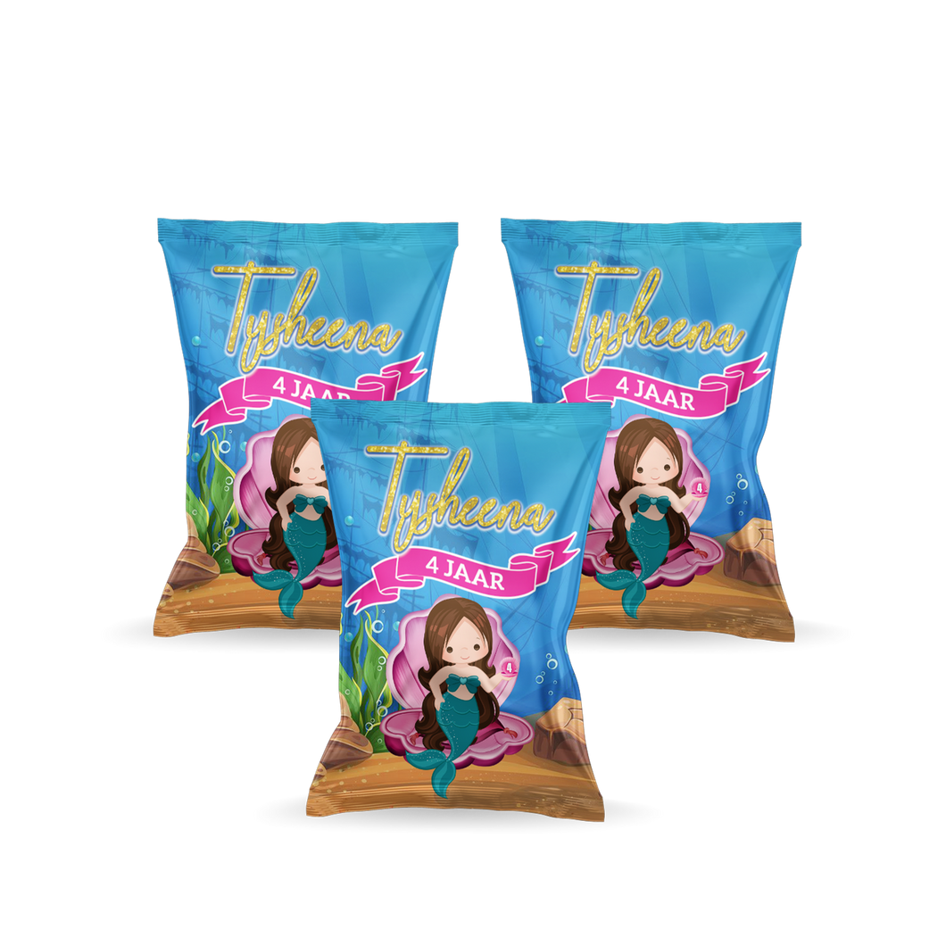 Gepersonaliseerde Zeemeermin Mermaid popcorn uitdeelzakjes