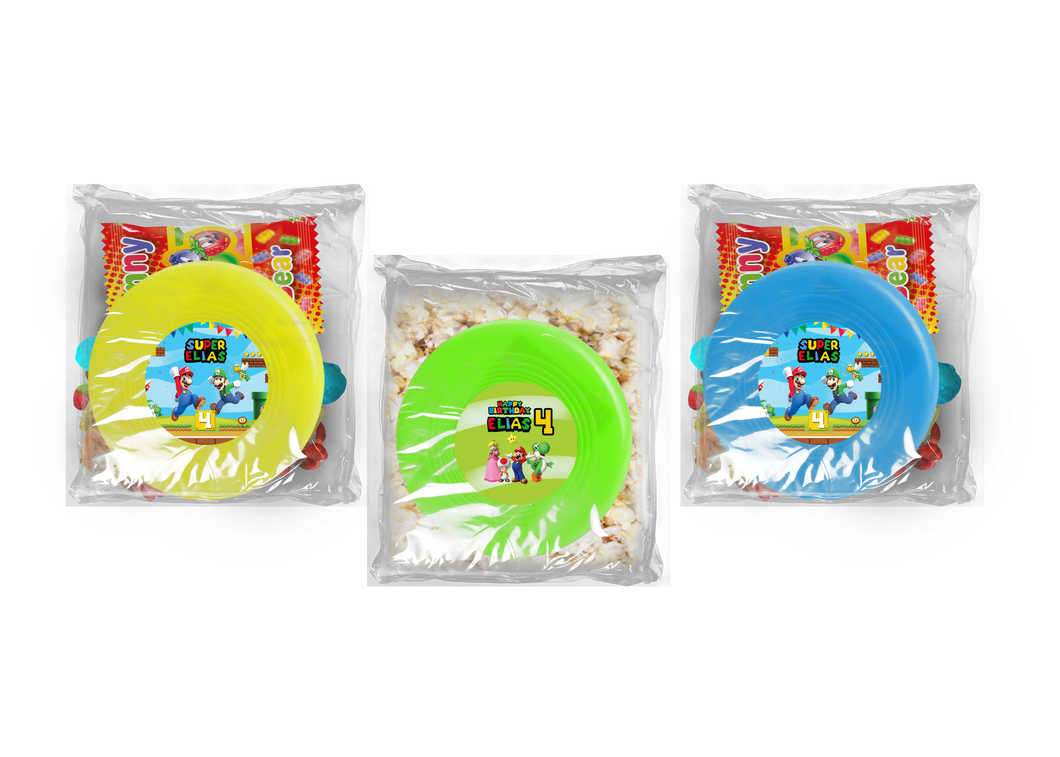 Gepersonaliseerde Super Mario Bros snoep of popcorn frisbee zakjes