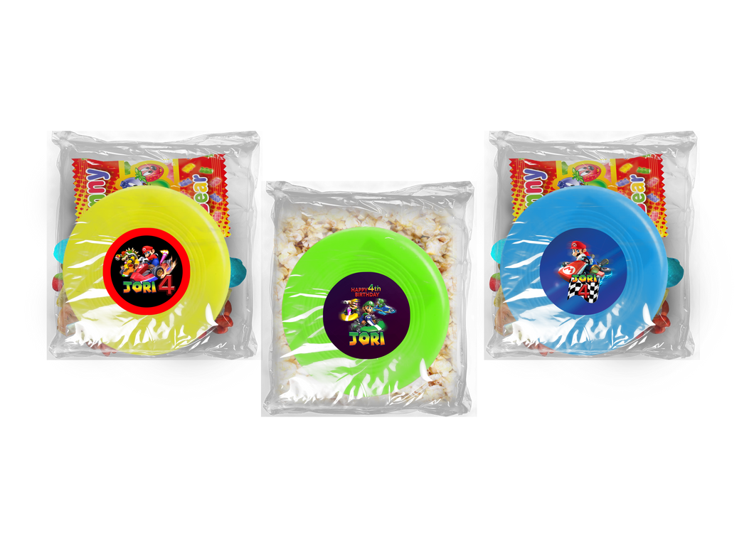 Gepersonaliseerde Mario Kart snoep of popcorn frisbee zakjes