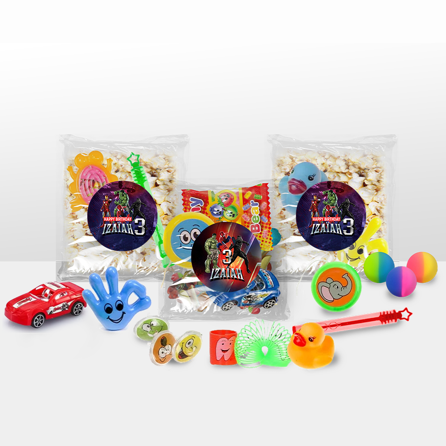 Gepersonaliseerde Marvel snoep en popcorn speelgoed traktatie