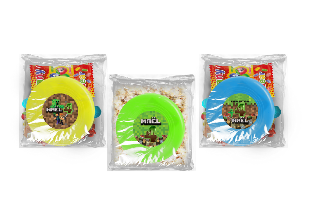 Gepersonaliseerde Minecraft snoep of popcorn frisbee zakjes