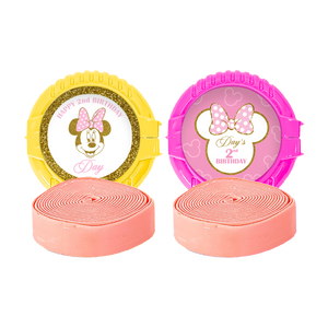 Gepersonaliseerde Minnie Mouse Goud ronde kauwgom rollen
