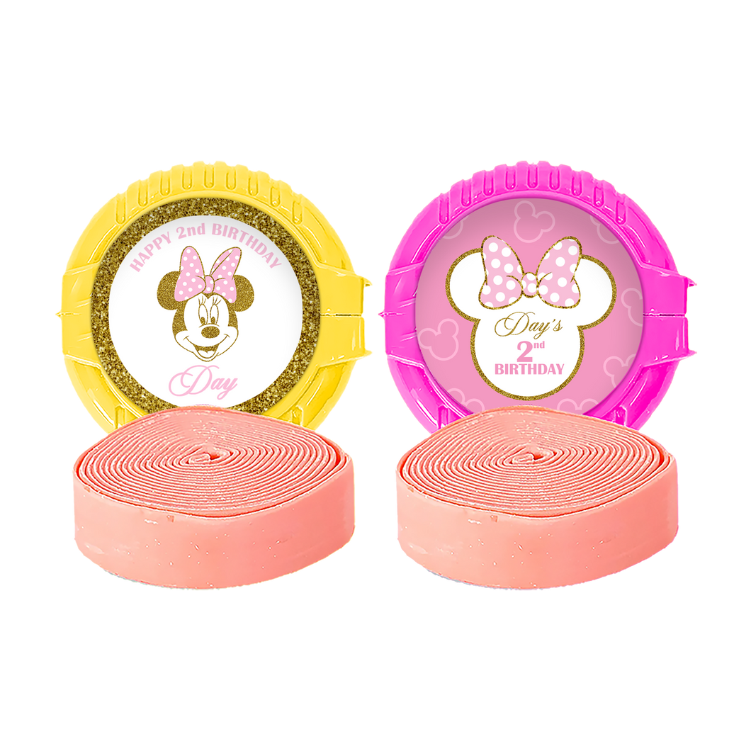 Gepersonaliseerde Minnie Mouse Goud ronde kauwgom rollen