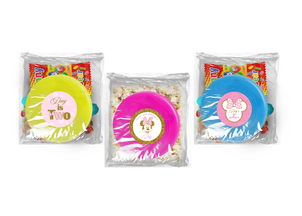 Gepersonaliseerde Minnie Mouse Goud snoep of popcorn frisbee zakjes