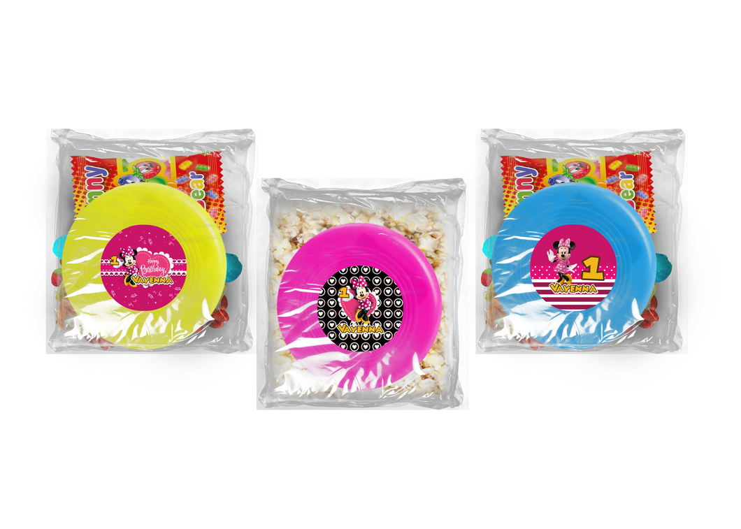 Gepersonaliseerde Minnie Mouse snoep of popcorn frisbee zakjes