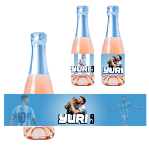 Gepersonaliseerde Messi Kinder champagne / Bubbelsap labels