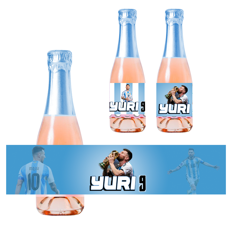 Gepersonaliseerde Messi Kinder champagne / Bubbelsap labels