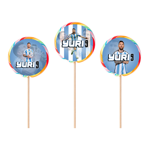 Gepersonaliseerde Messi ronde regenboog lollies