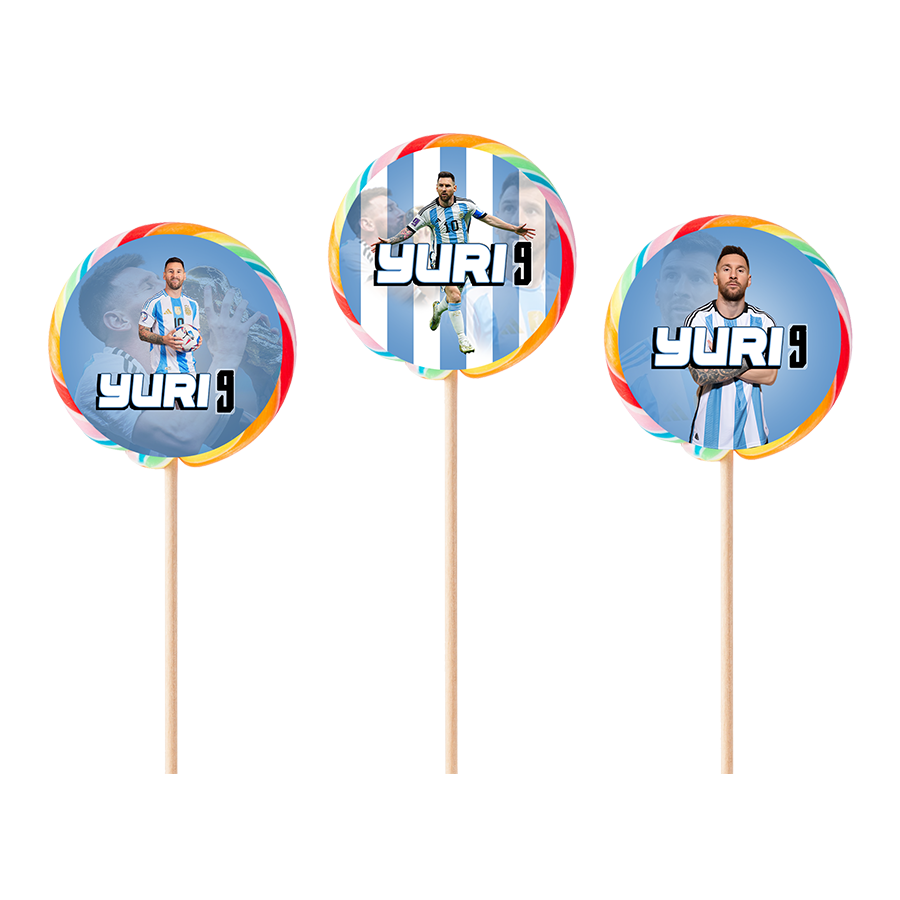 Gepersonaliseerde Messi ronde regenboog lollies