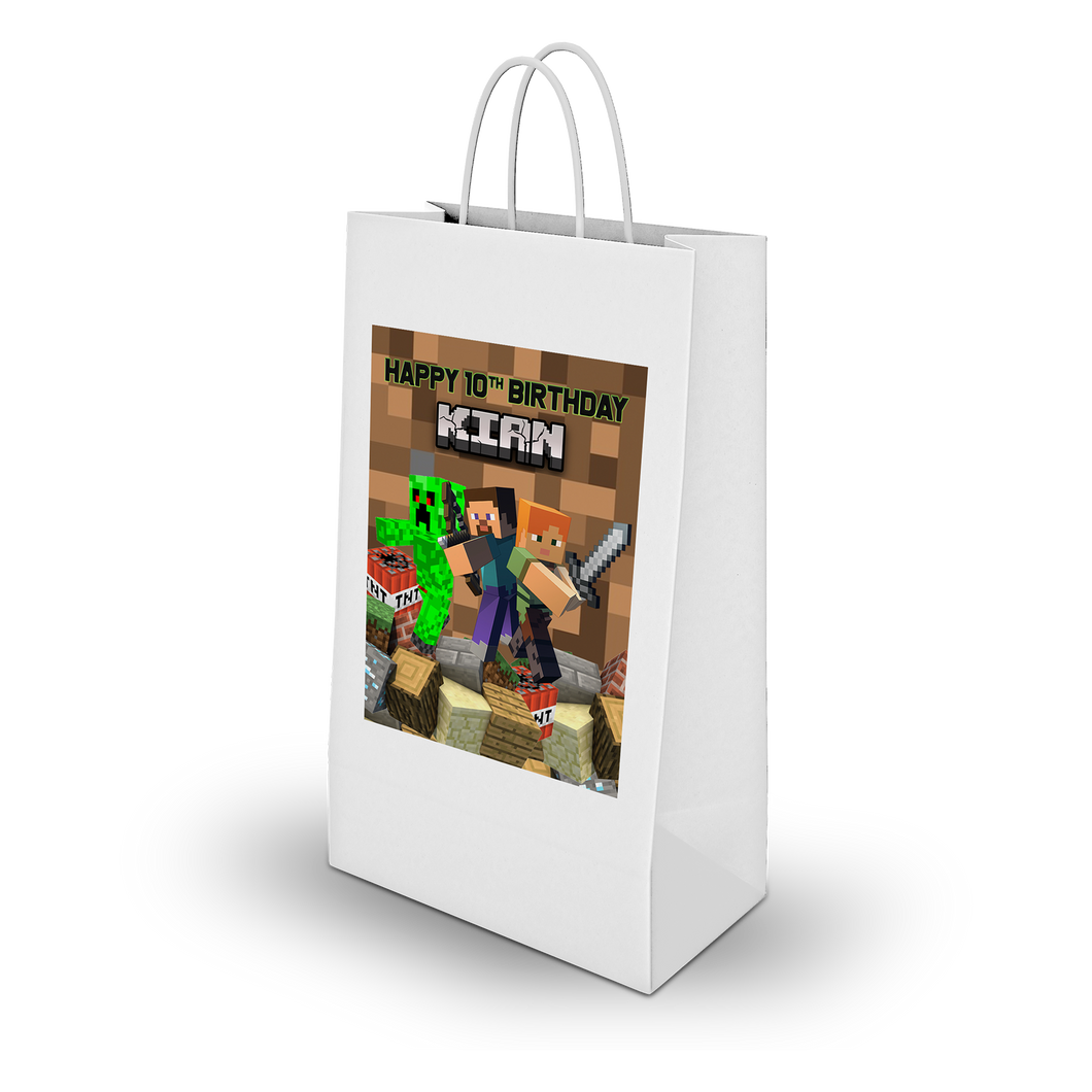 Gepersonaliseerde Minecraft traktatie uitdeel tasjes