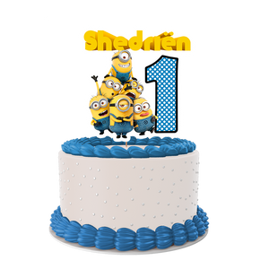 Gepersonaliseerde Minions taart topper