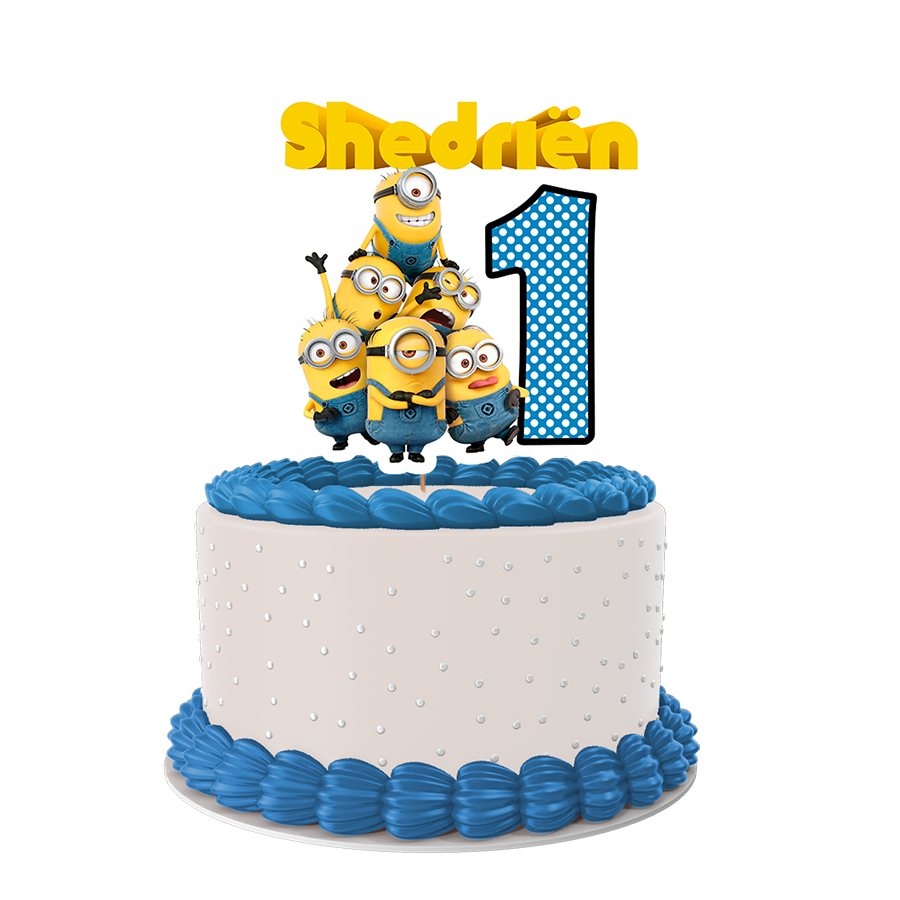 Gepersonaliseerde Minions taart topper