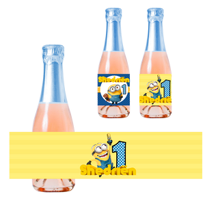 Gepersonaliseerde Minions Kinder champagne / Bubbelsap labels