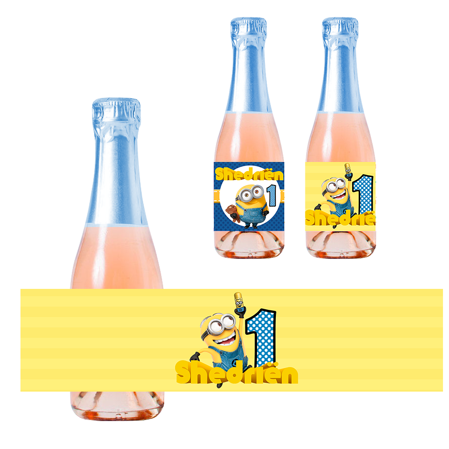 Gepersonaliseerde Minions Kinder champagne / Bubbelsap labels