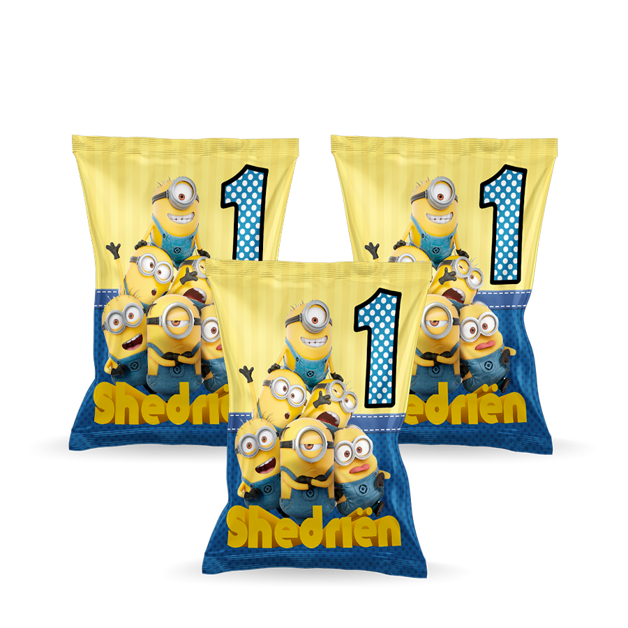 Gepersonaliseerde Minions popcorn uitdeelzakjes