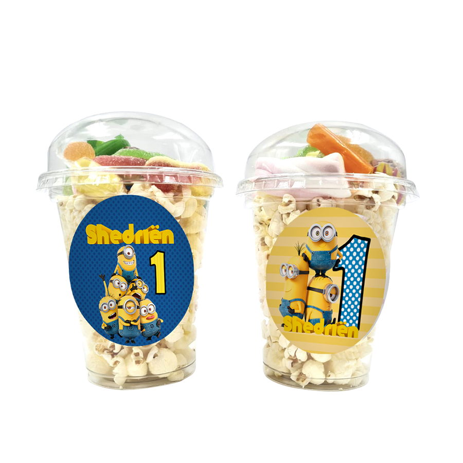 Gepersonaliseerde Minions snoep en popcorn bekers