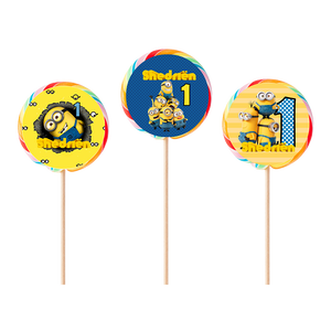 Gepersonaliseerde Minions ronde regenboog lollies