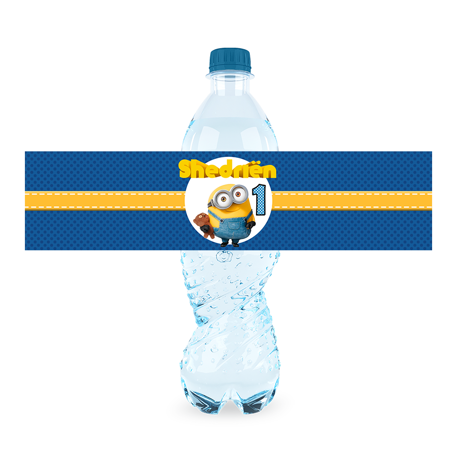 Gepersonaliseerde Minions waterfles labels en stickers