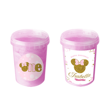 Afbeelding in Gallery-weergave laden, Gepersonaliseerde Minnie Mouse Goud suikerspin emmers

