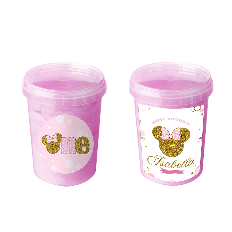 Gepersonaliseerde Minnie Mouse Goud suikerspin emmers