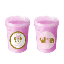 Afbeelding in Gallery-weergave laden, Gepersonaliseerde Minnie Mouse Goud suikerspin emmers

