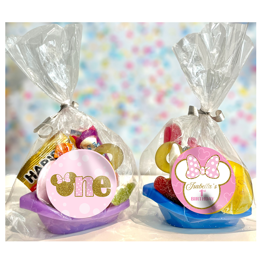 Gepersonaliseerde Minnie Mouse Goud traktatie snoep bootjes