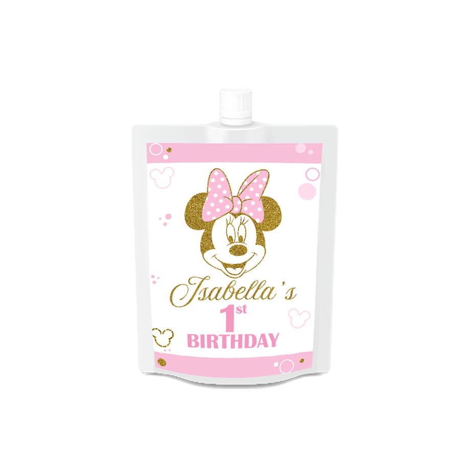 Gepersonaliseerde Minnie Mouse Goud Drinkzakjes