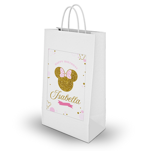 Gepersonaliseerde Minnie Mouse Goud traktatie uitdeel tasjes
