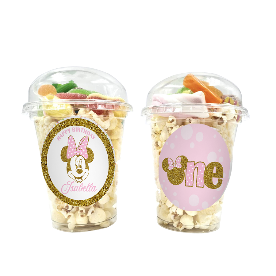 Gepersonaliseerde Minnie Mouse Goud snoep en popcorn bekers