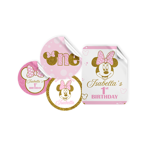 Gepersonaliseerde Minnie Mouse Goud Stickers