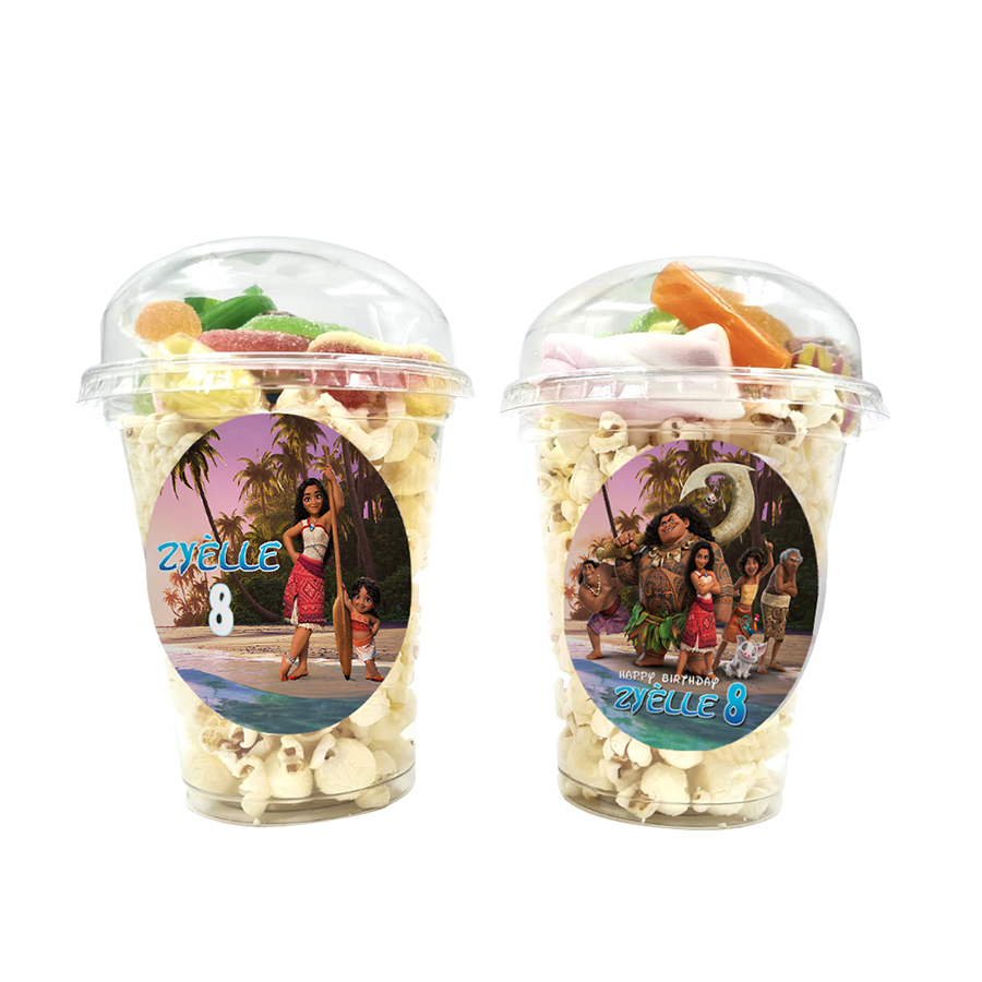 Gepersonaliseerde Moana 2 (Vaiana 2) snoep en popcorn bekers