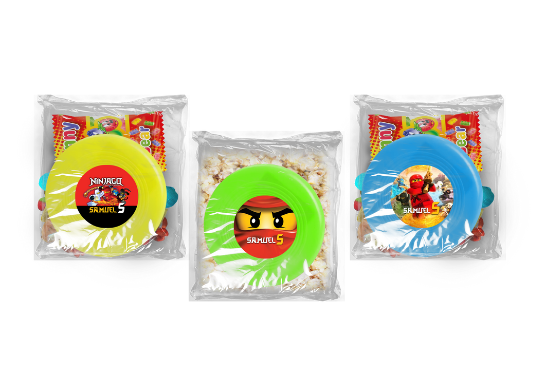 Gepersonaliseerde NinjaGo snoep of popcorn frisbee zakjes