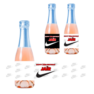 Gepersonaliseerde Nike Kinder champagne / Bubbelsap labels