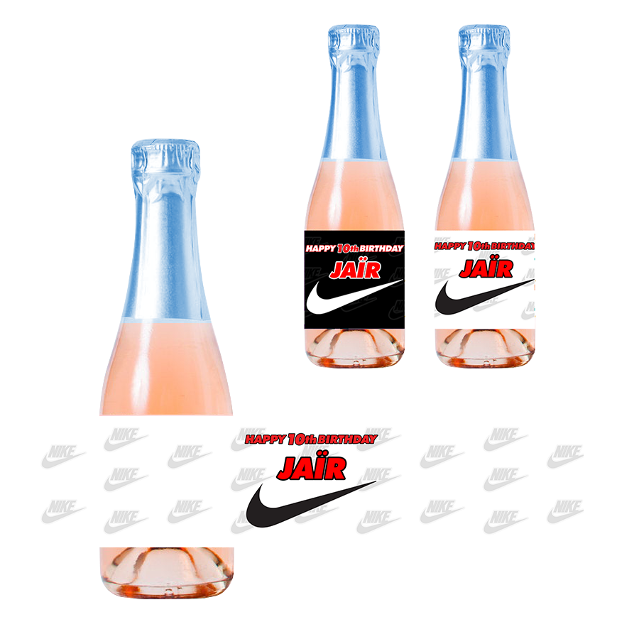 Gepersonaliseerde Nike Kinder champagne / Bubbelsap labels