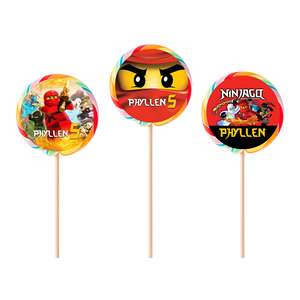 Gepersonaliseerde NinjaGo ronde regenboog lollies