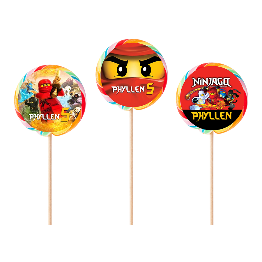 Gepersonaliseerde NinjaGo ronde regenboog lollies