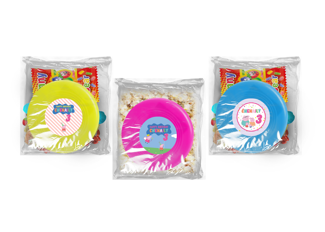 Gepersonaliseerde Peppa Pig snoep of popcorn frisbee zakjes