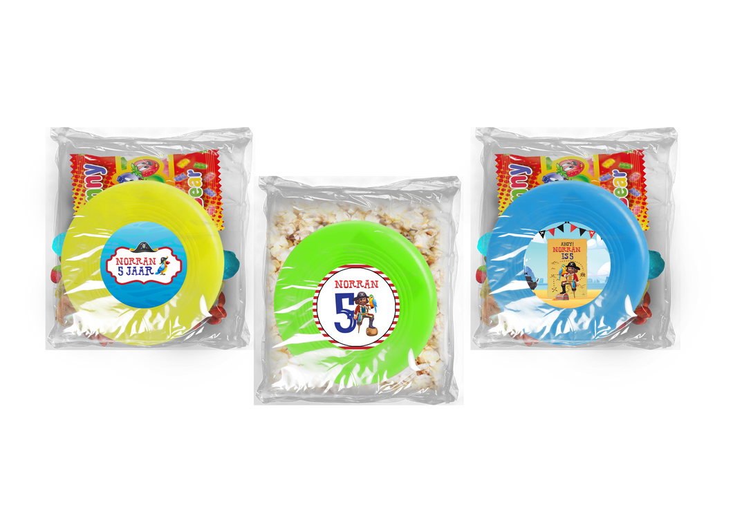 Gepersonaliseerde Piraat snoep of popcorn frisbee zakjes
