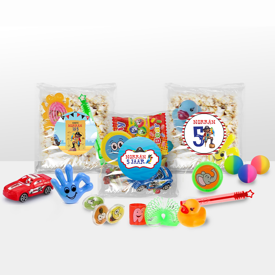 Gepersonaliseerde Piraat snoep en popcorn speelgoed traktatie