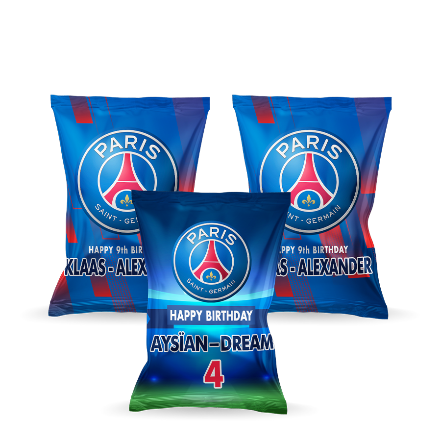 Gepersonaliseerde PSG popcorn uitdeelzakjes