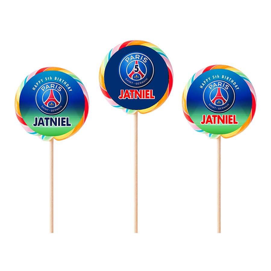 Gepersonaliseerde PSG ronde regenboog lollies