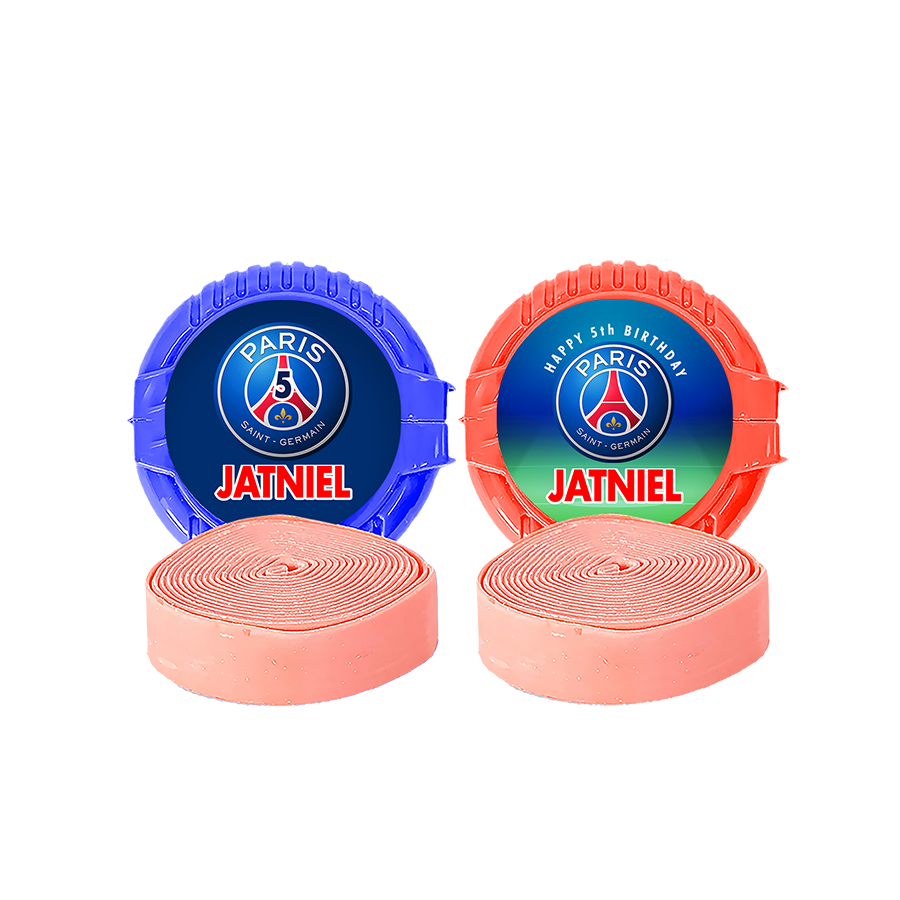 Gepersonaliseerde PSG ronde kauwgom rollen