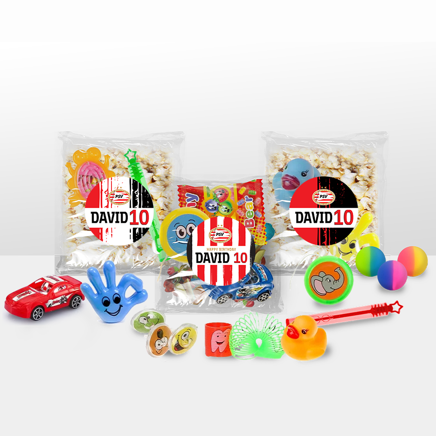 Gepersonaliseerde PSV snoep en popcorn speelgoed traktatie