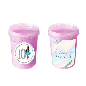 Gepersonaliseerde Pastel Silver suikerspin emmers